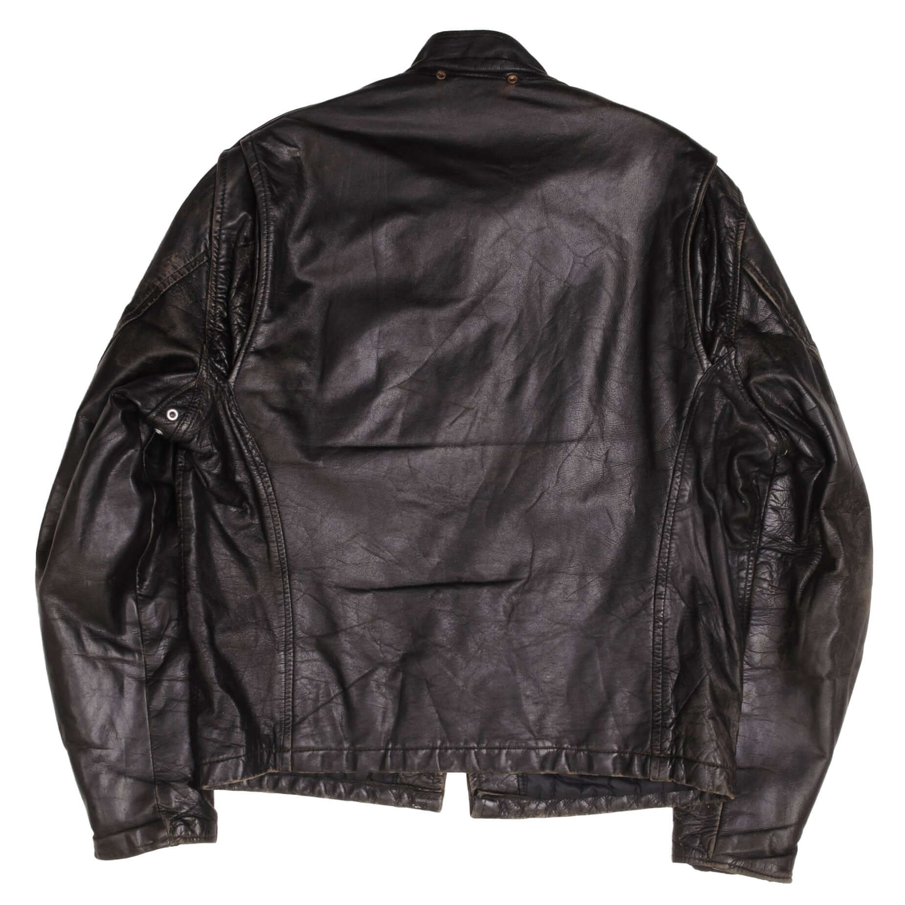 Vintage Geniune Steer Hide Black Leather Jacket Size XL    Zipper : TALON