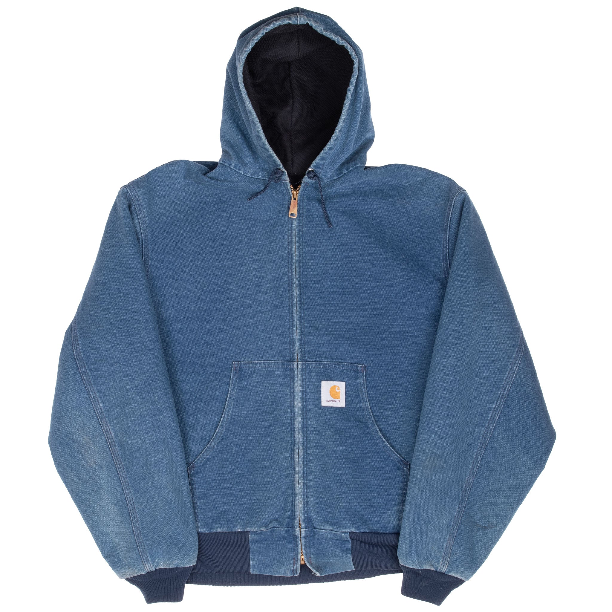 Vintage Carhartt Blue Hooded Active Jacket 1990S Size XL Made In Usa