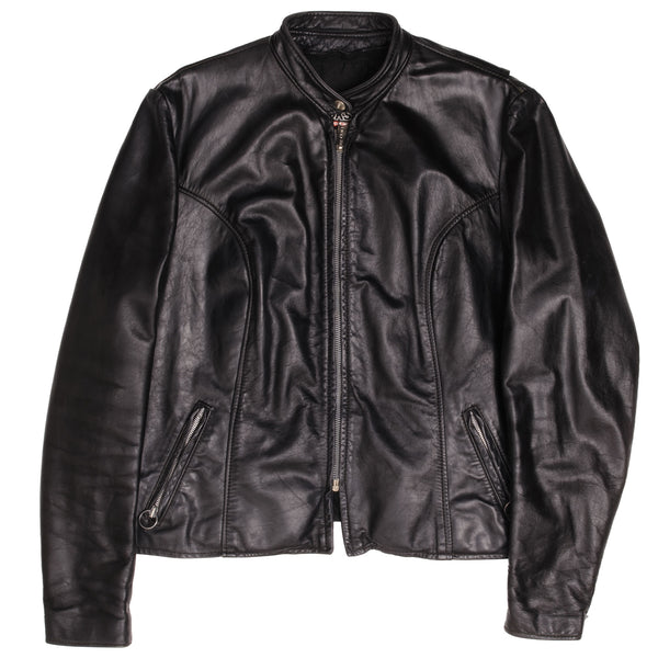 Vintage Brooks Leather Sportswear Black Leather Jacket Size 44 Made In USA.