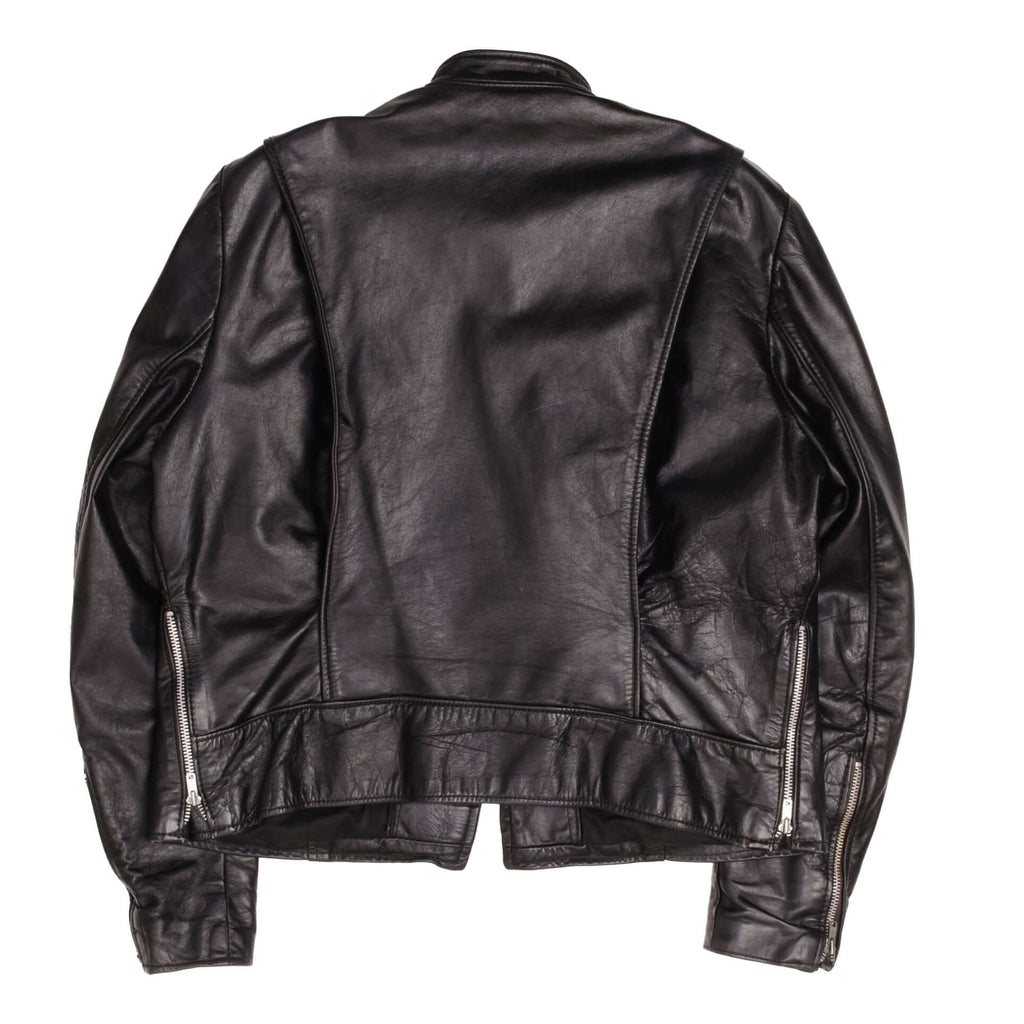 VINTAGE BROOKS BLACK CAFE RACER LEATHER JACKET SIZE 44 MADE IN USA Vintage rare usa