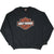 Full front view of black Harley-Davidson crewneck sweatshirt with bar-and-shield logo