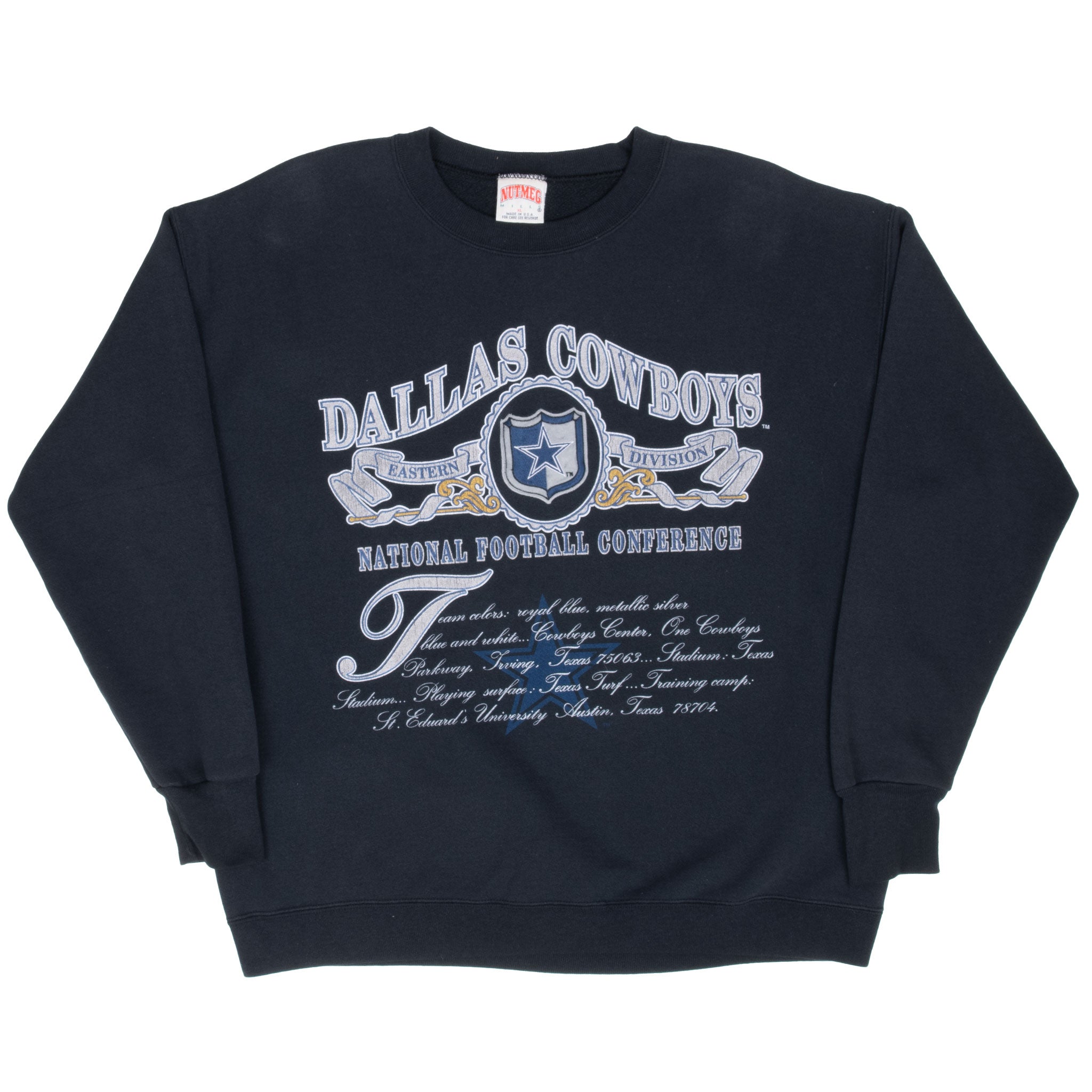 Vintage Nfl Dallas Cowboys Embroidered Sweatshirt 1990S Size XL Made In USA
