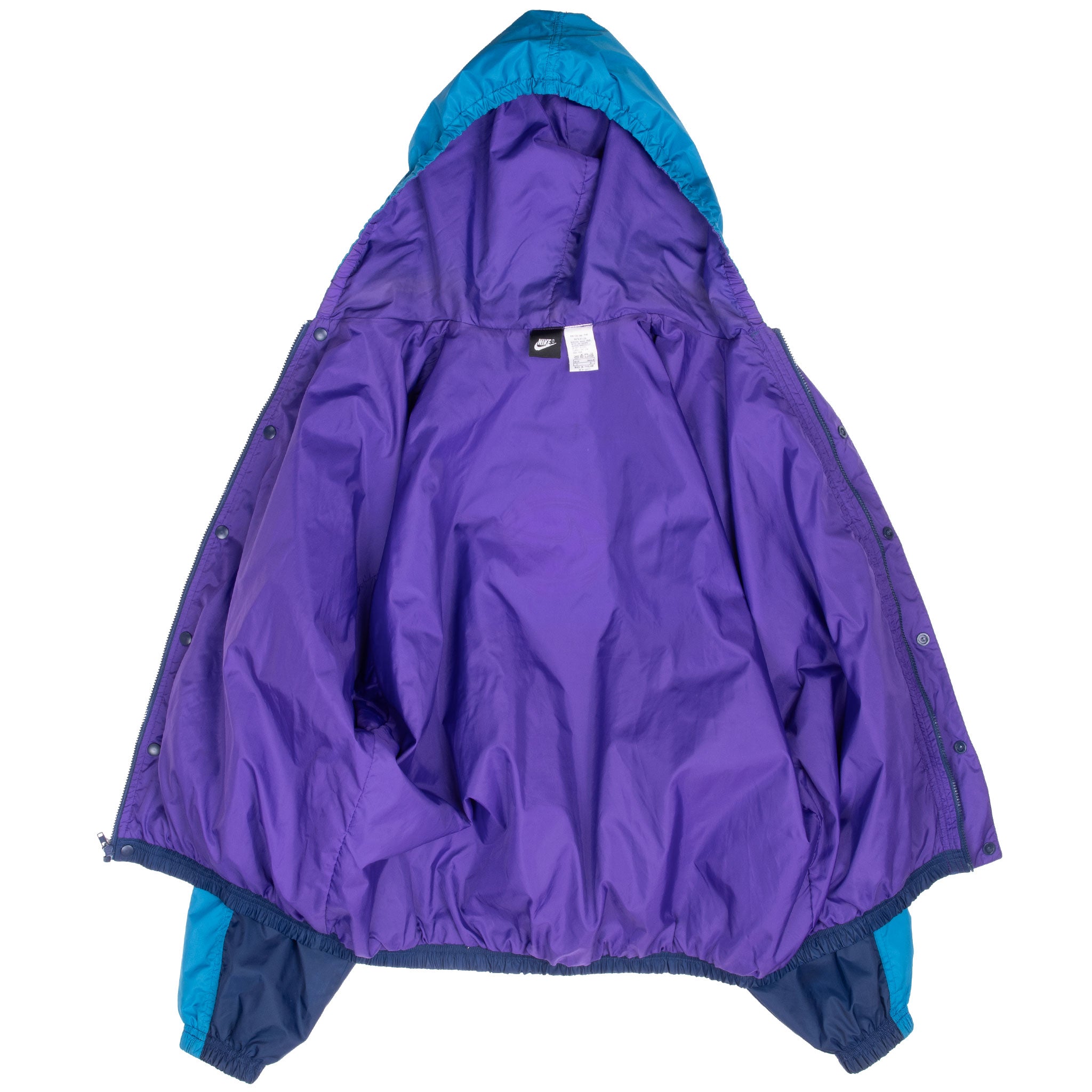 Vintage Nike Classic Swoosh Blue Purple Windbreaker Jacket 1990S Size Large