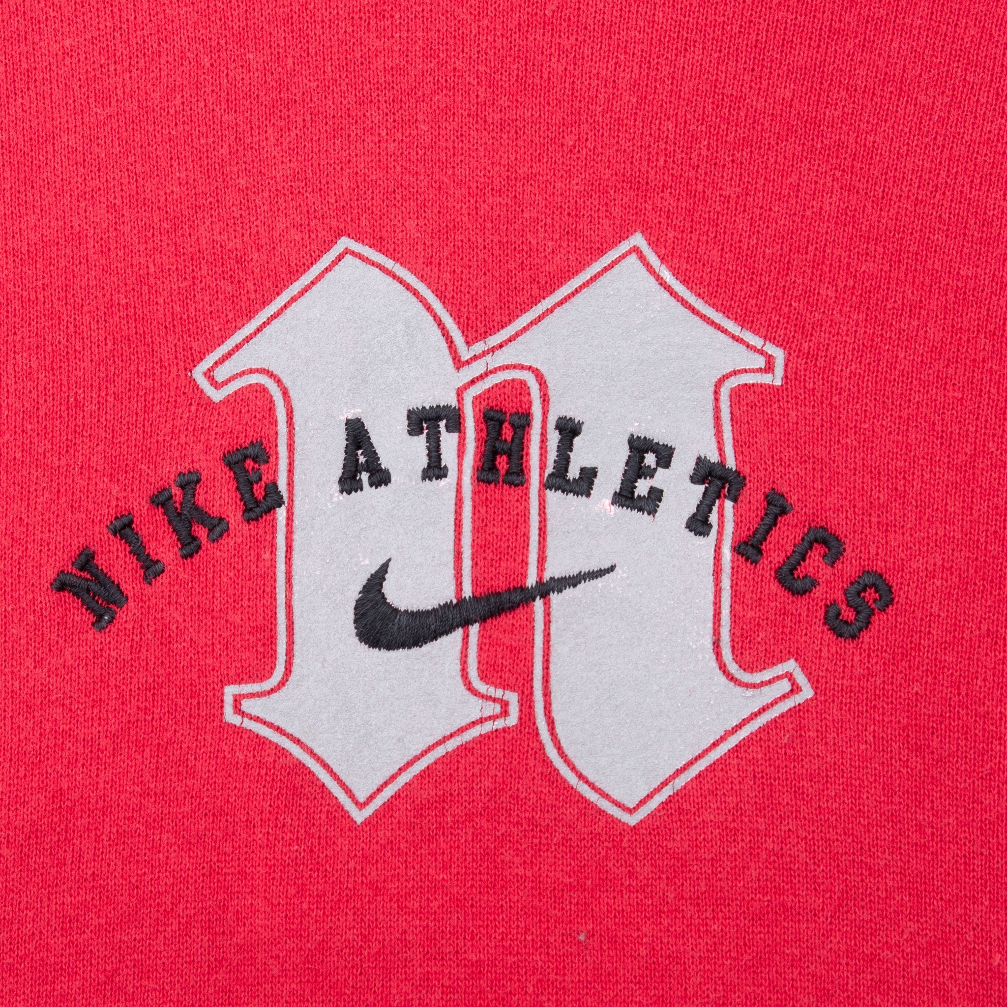 Vintage Nike Center Swoosh Athletics Red Hoodie 1990S Size XL Made In Usa