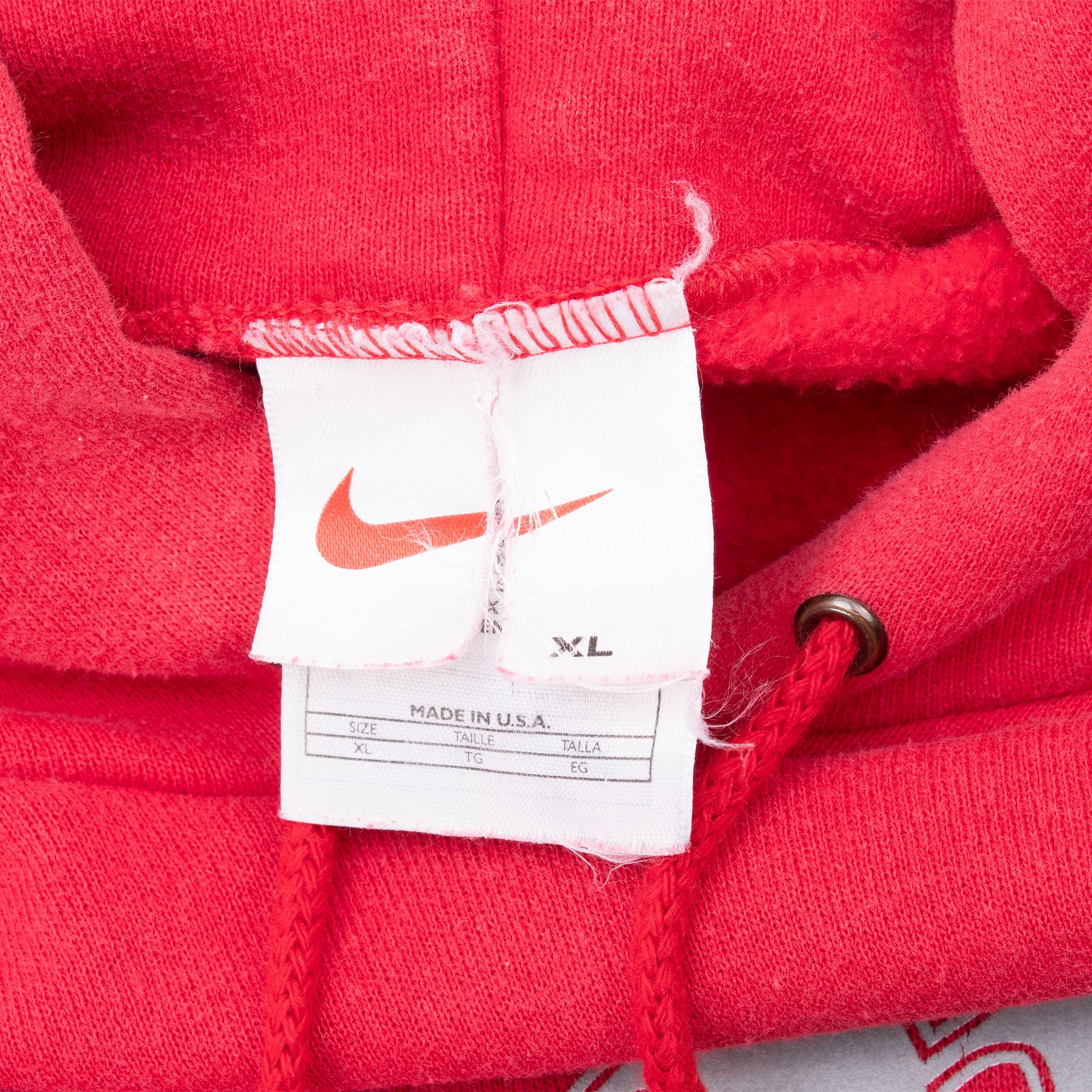 Vintage Nike Center Swoosh Athletics Red Hoodie 1990S Size XL Made In Usa