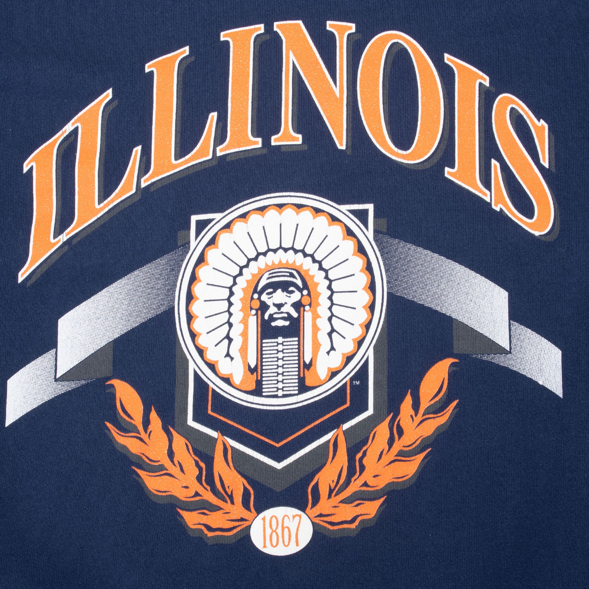 Vintage NCAA Illinois Illini Sweatshirt 1990S Size XL Made In Usa