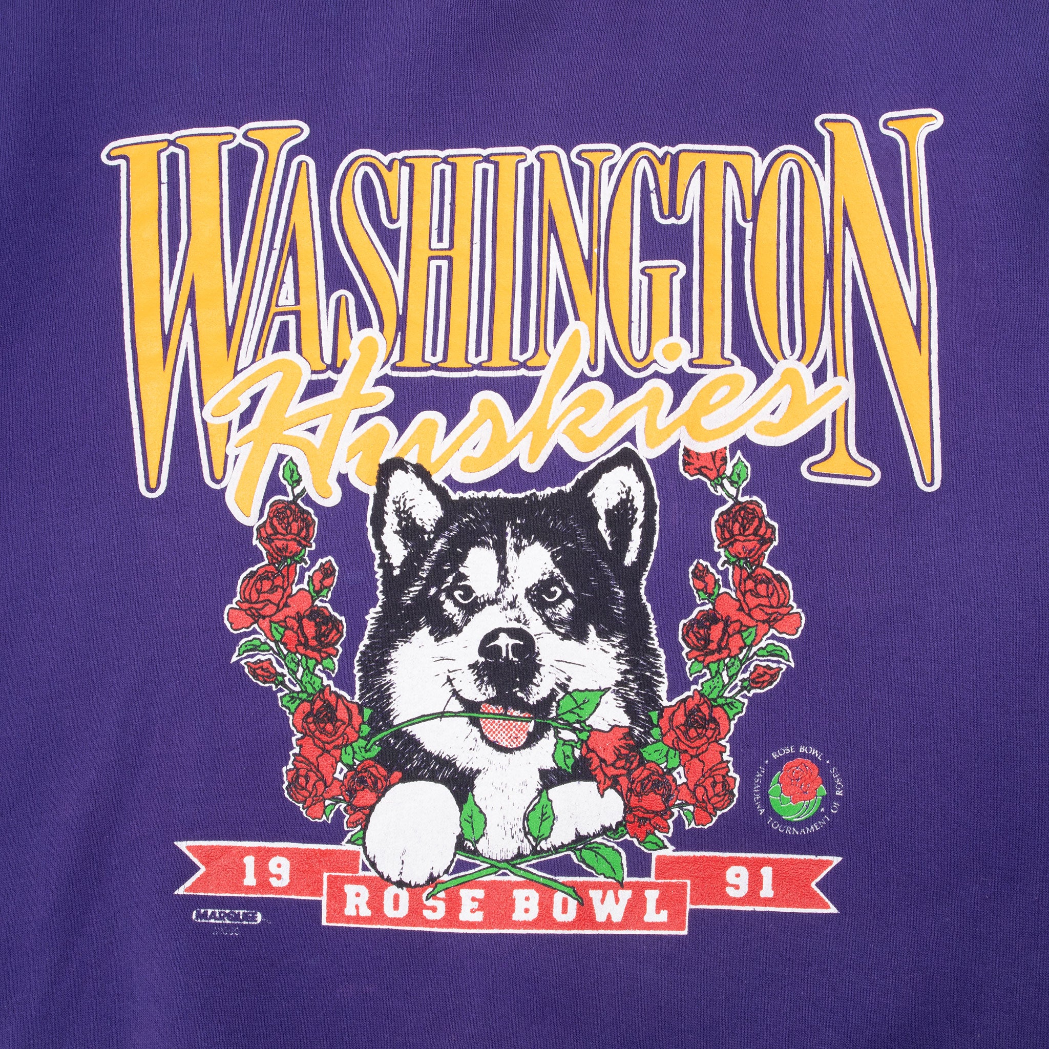 VINTAGE NCAA WASHINGTON HUSKIES ROSEBOWL 1991 SWEATSHIRT LARGE MADE IN USA