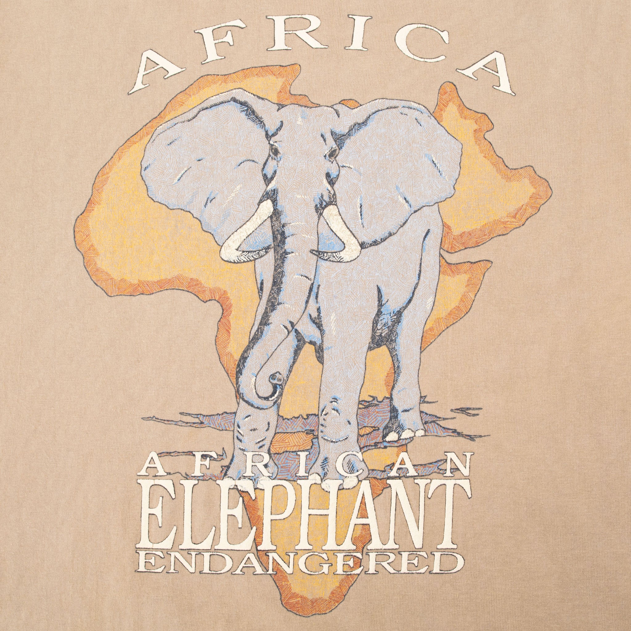 Vintage Animal Print African Elephant 1990S Tee Shirt Size Medium Made In Usa