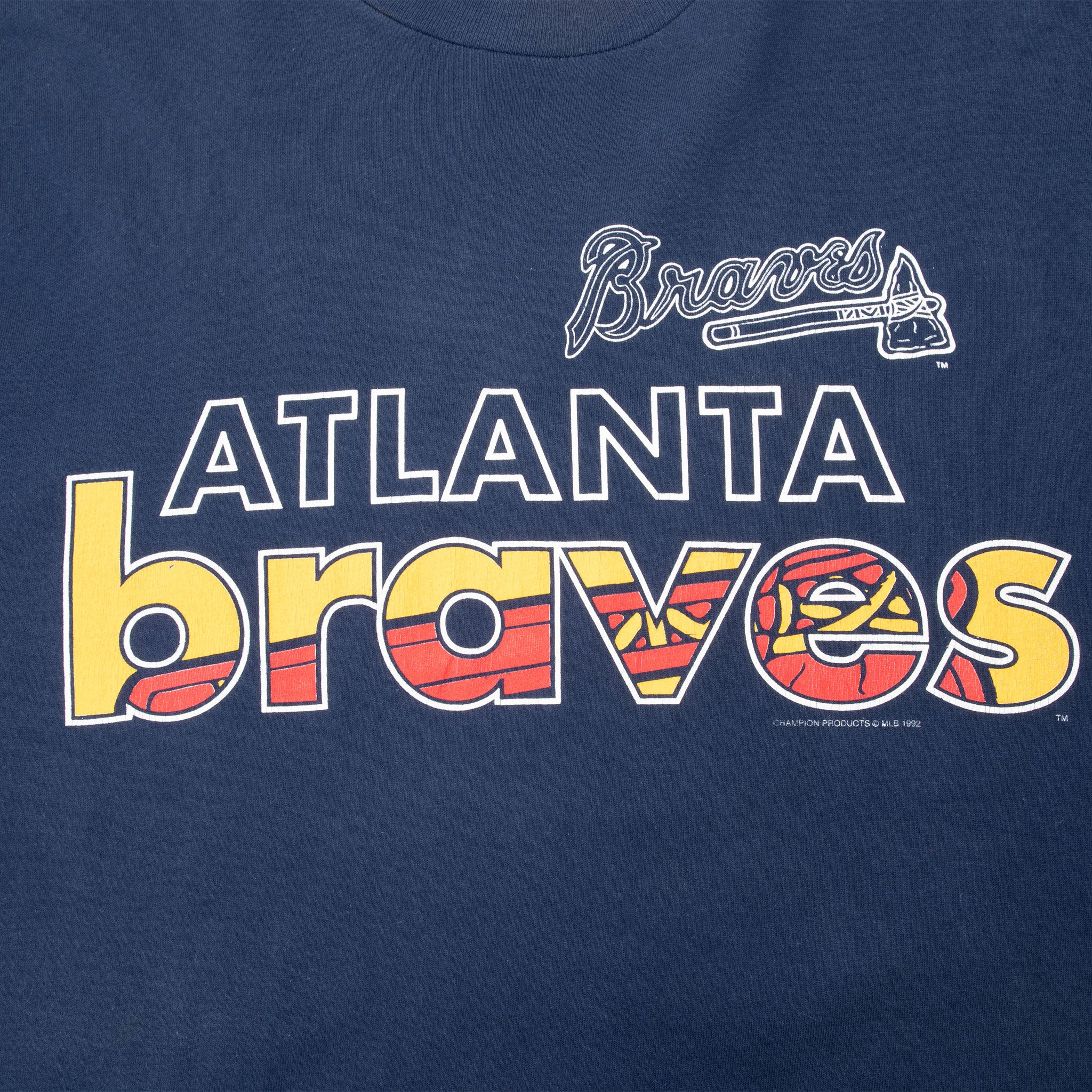 Vintage Mlb Atlanta Braves 1992 Tee Shirt Size Large Made In USA With Single Stitch Sleeves