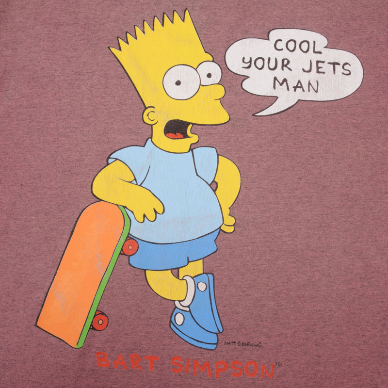 Vintage The Simpsons Cool Your Jets Man Tee Shirt 1990S Size 2XL With Single Stitch Sleeves