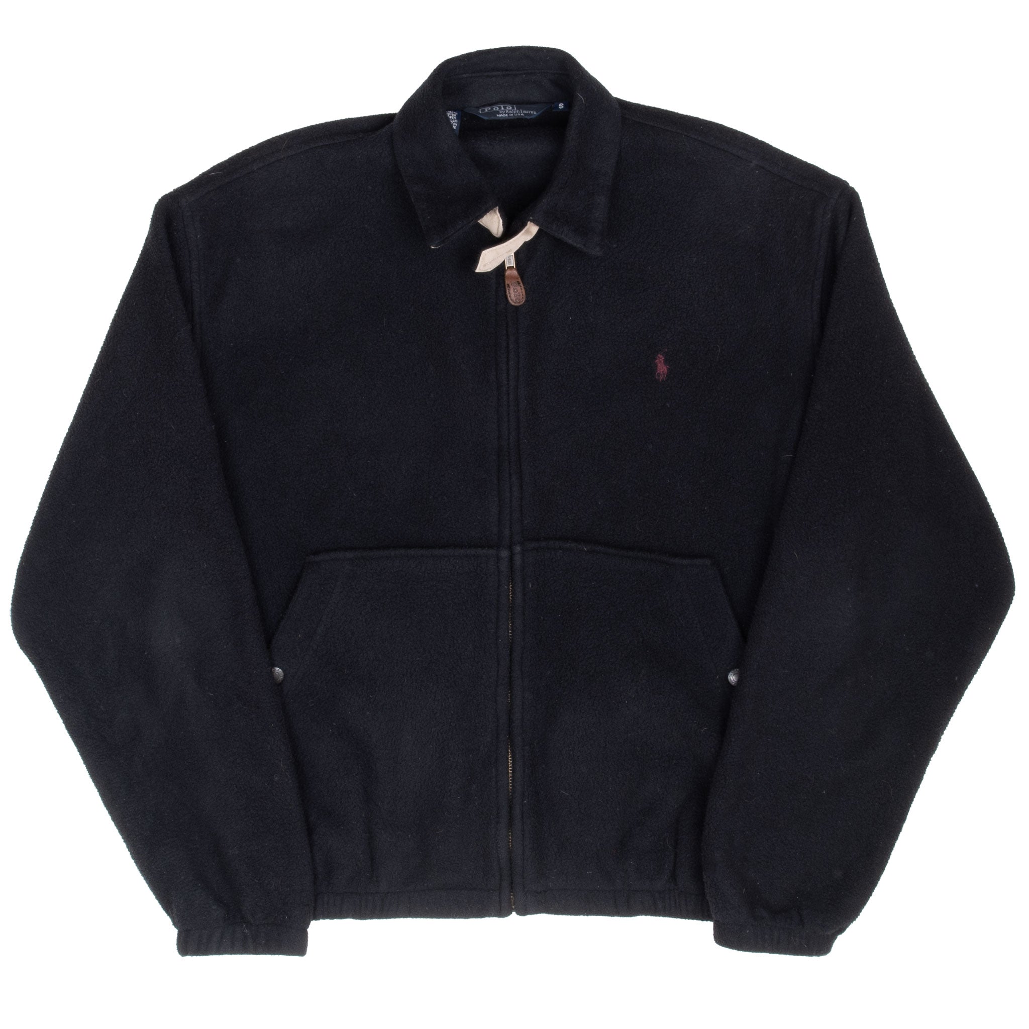 Vintage Polo Ralph Lauren Black Fleece Golf Jacket Size Small Made In Usa