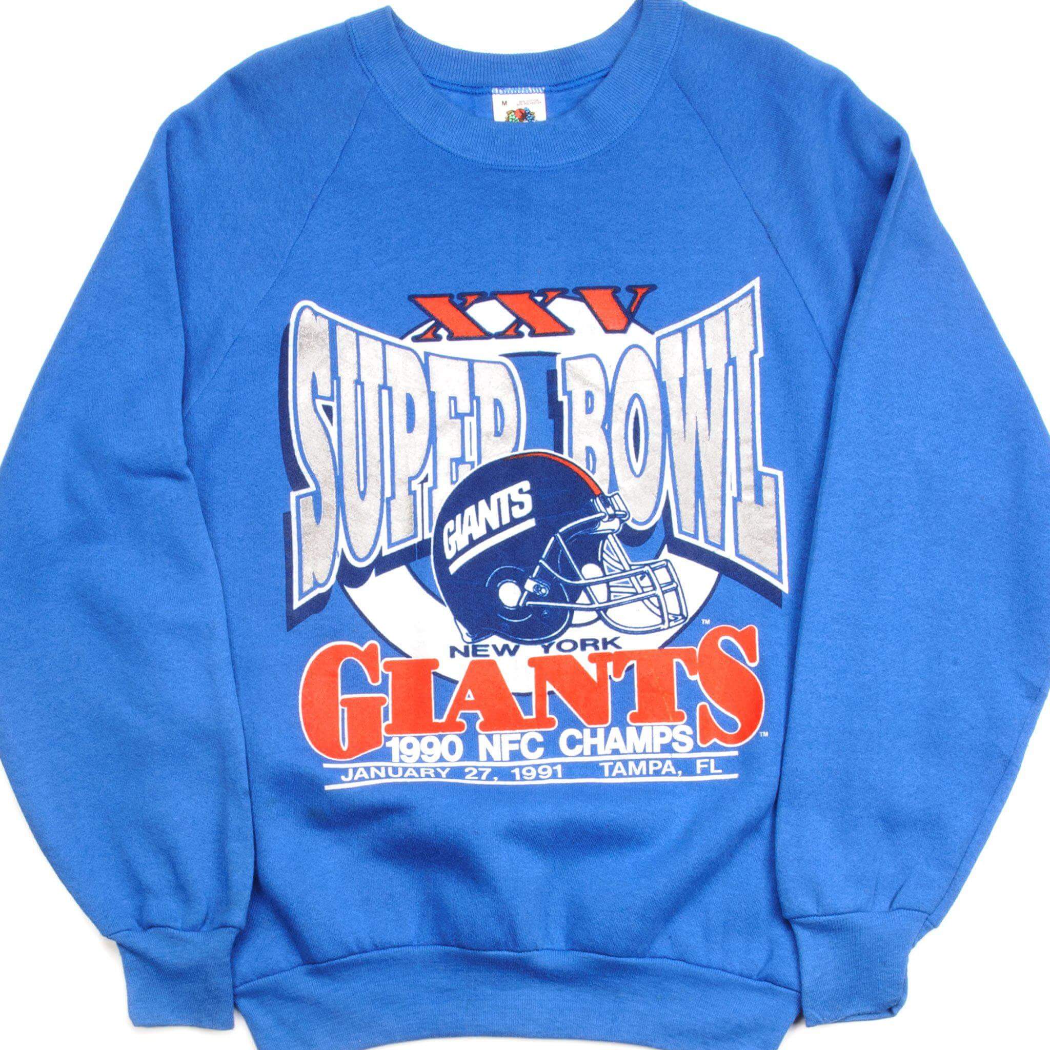 VINTAGE NFL NEW YORK GIANTS XXV SUPER BOWL SWEATSHIRT 1990S SIZE MEDIUM MADE IN USA