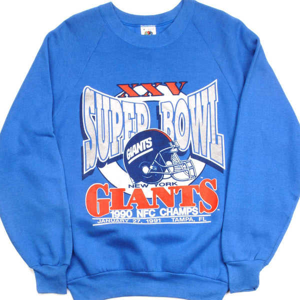 SUDADERA VINTAGE NFL NEW YORK GIANTS XXV SUPER BOWL AÑOS 1990 TALLA MEDIANA FABRICADA EN EE. UU.