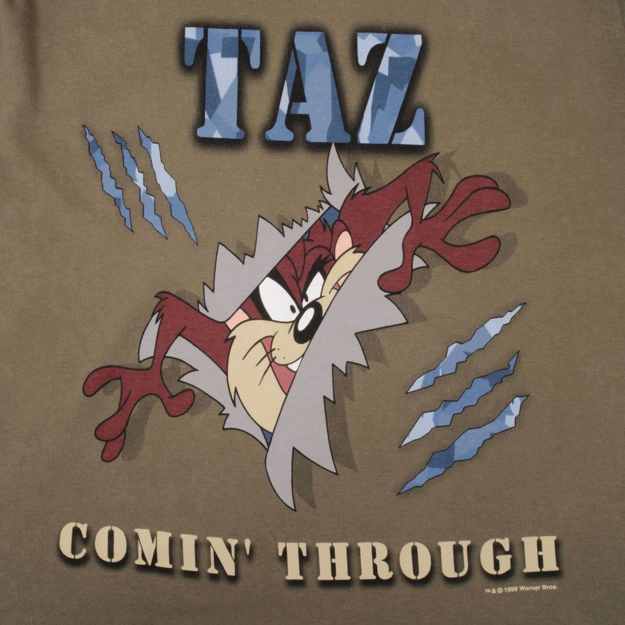 Vintage Warner Bros Looney Tunes Taz Mark And Spencer Half Sleeve Tee Shirt 1999 Size XL 
