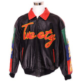 Vintage Warner Bros Looney Tunes Tweety Leather Jacket 1999 Size 3XLarge.