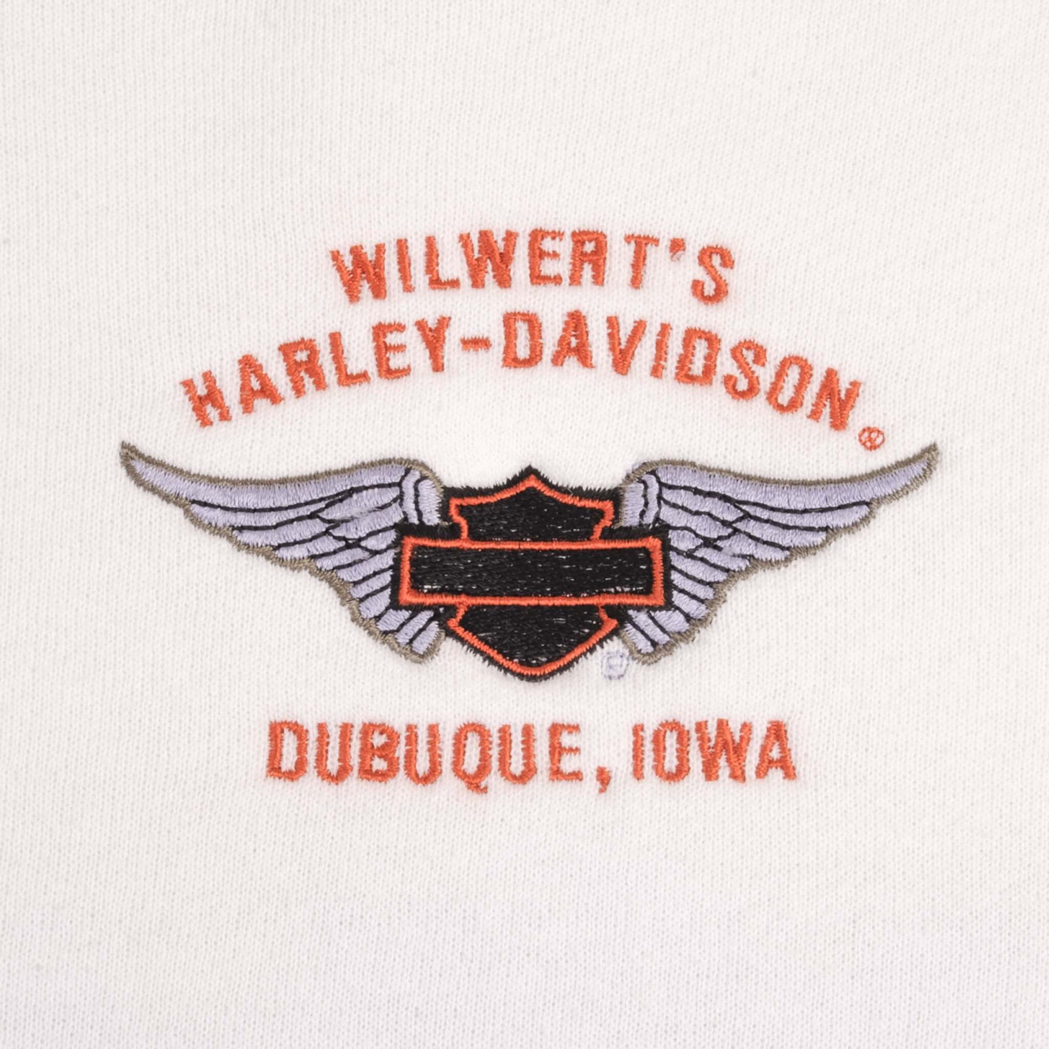 Vintage Harley Davidson Dubuque, Iowa Embroidered 1990S White Sweatshirt Size XL Made In Usa