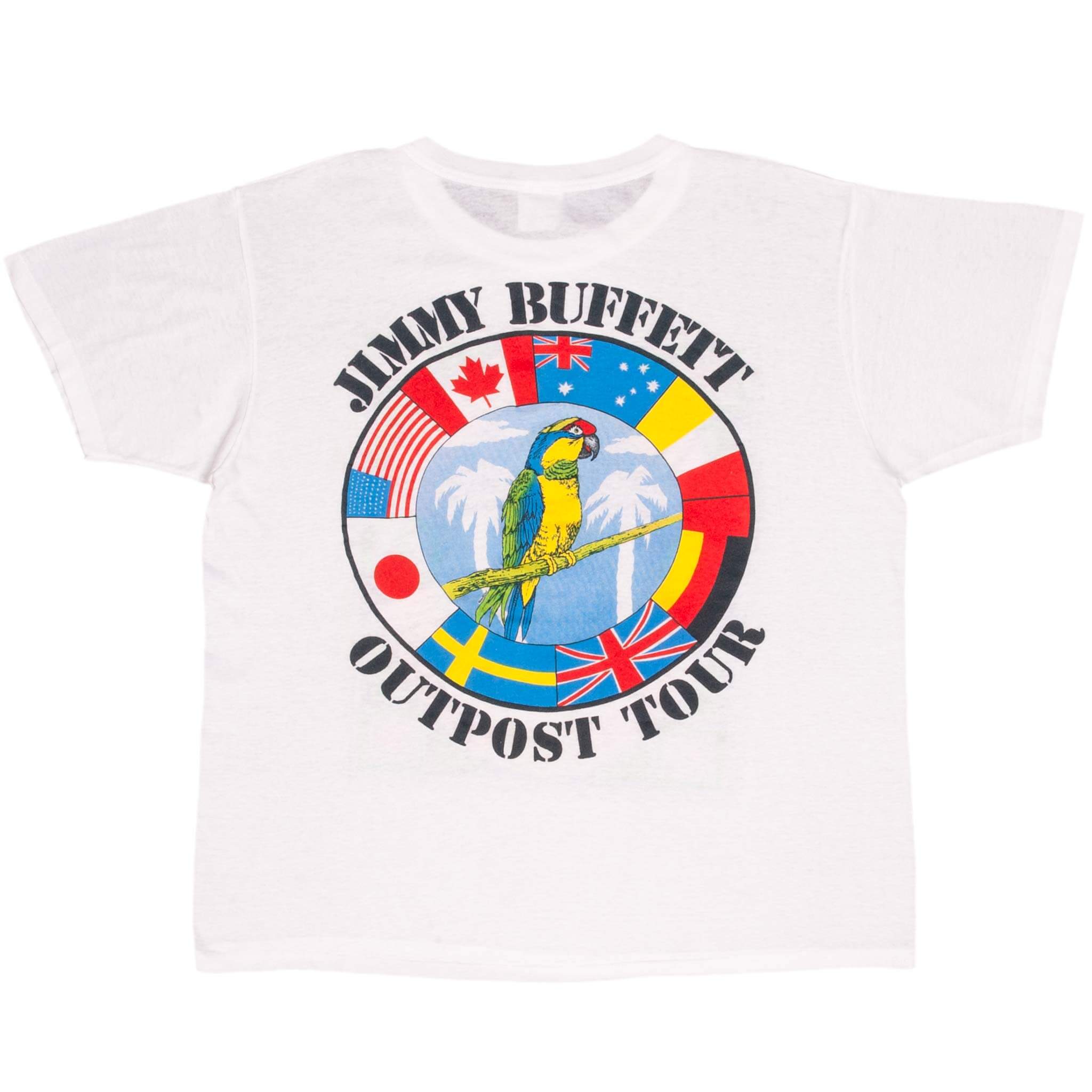 Vintage Jimmy Buffett Outpost Tour 1991 Tee Shirt Size Large Made In Usa With Single Stitch Sleeves