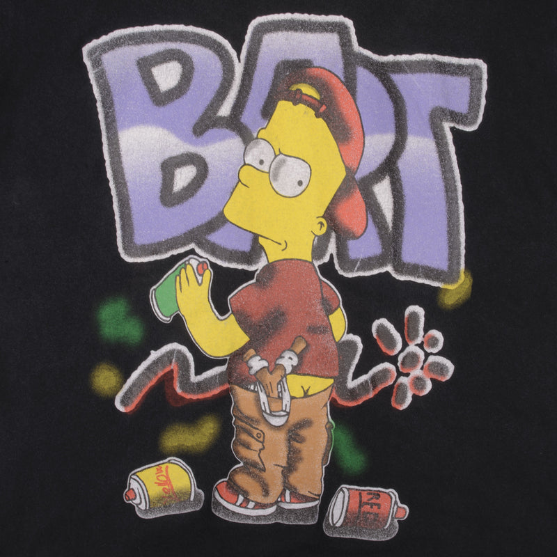 Vintage The Simpsons Bart Graffiti Tee Shirt 1990S Size Medium Made In USA With Single Stitch Sleeves