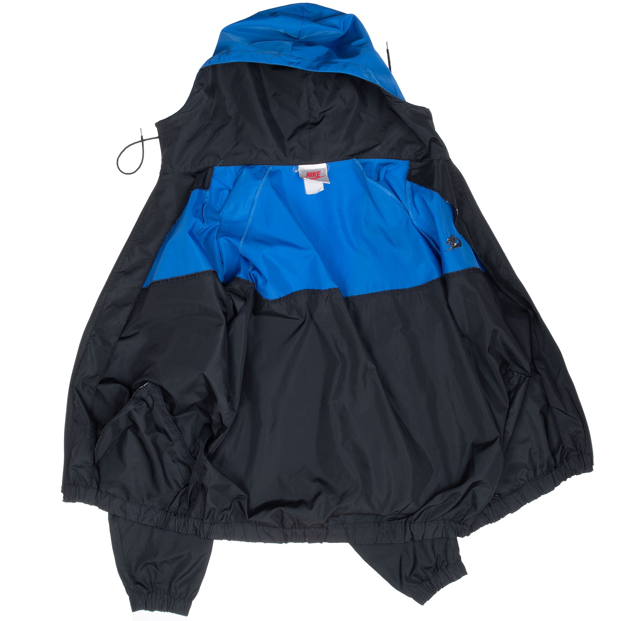 Vintage Nike Classic Swoosh Blue Hooded Windbreaker Jacket Late 1980S Size XL