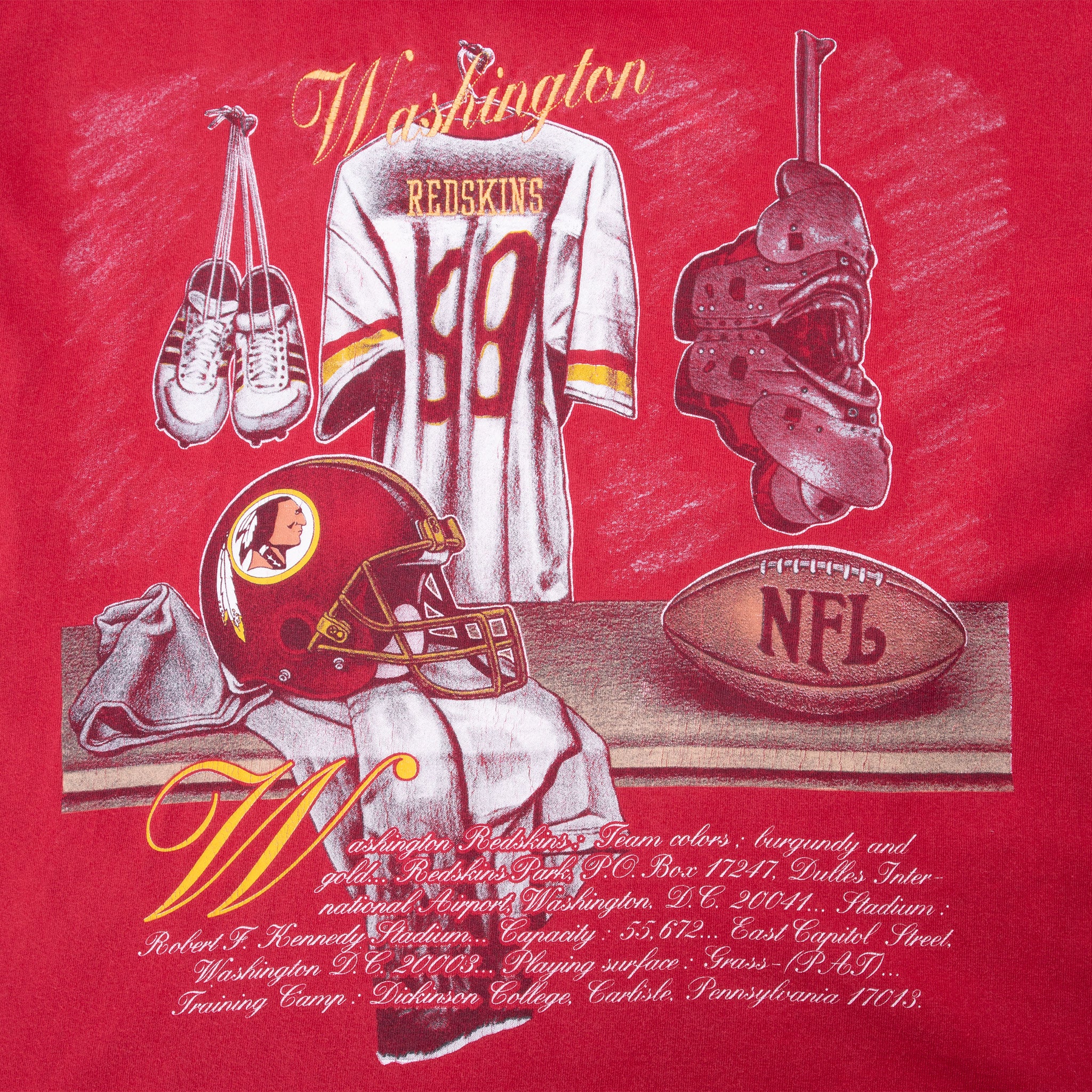 Vintage Nfl Washington Redskins Locker Room 1990S Tee Shirt Size XL Made In Usa With Single Stitch Sleeves