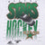 Close-up of green and gold Dallas Stars hockey graphic with puck