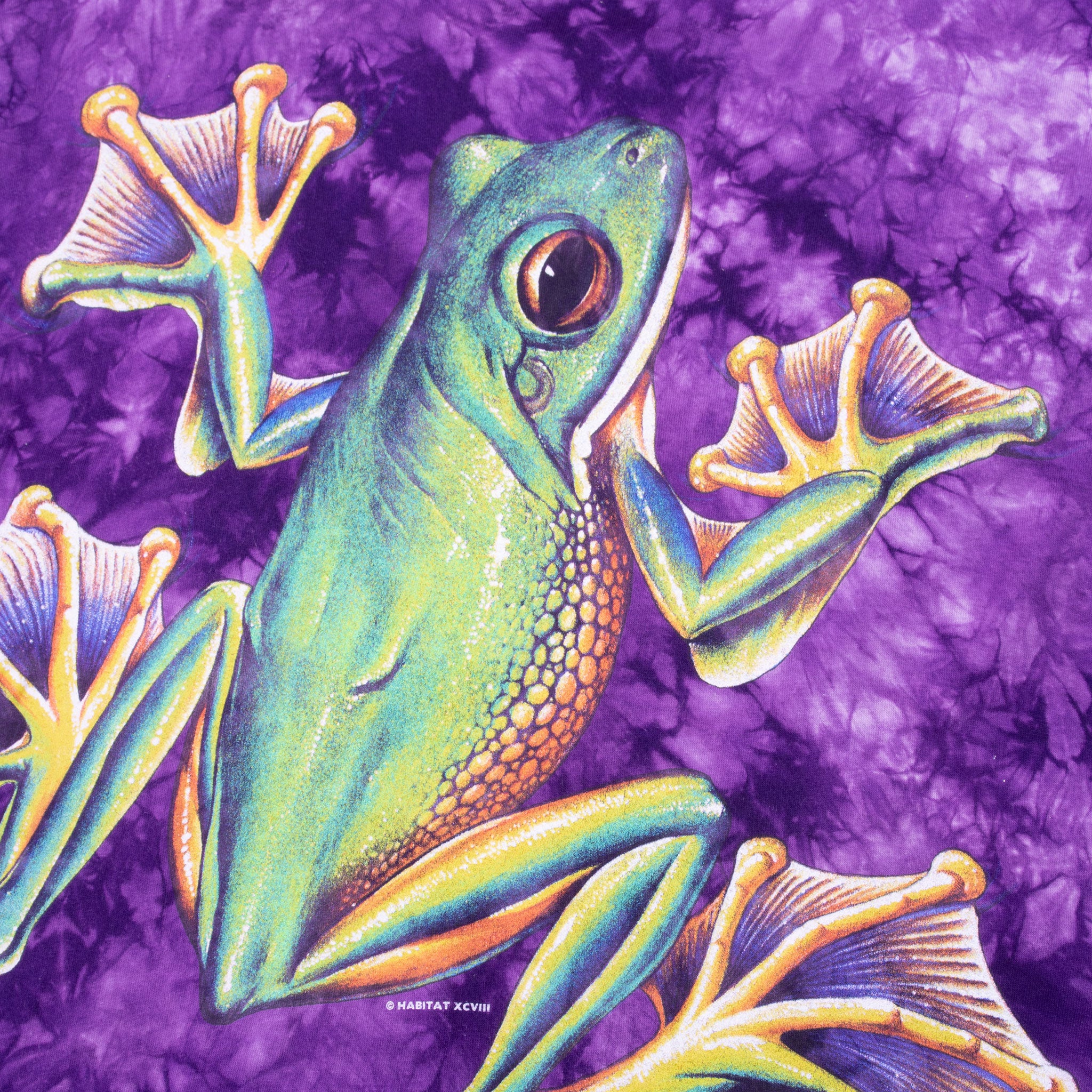 Vintage Tie Dye Frog Rain Forest Rico Animal Print Tee Shirt 1998 Size Medium