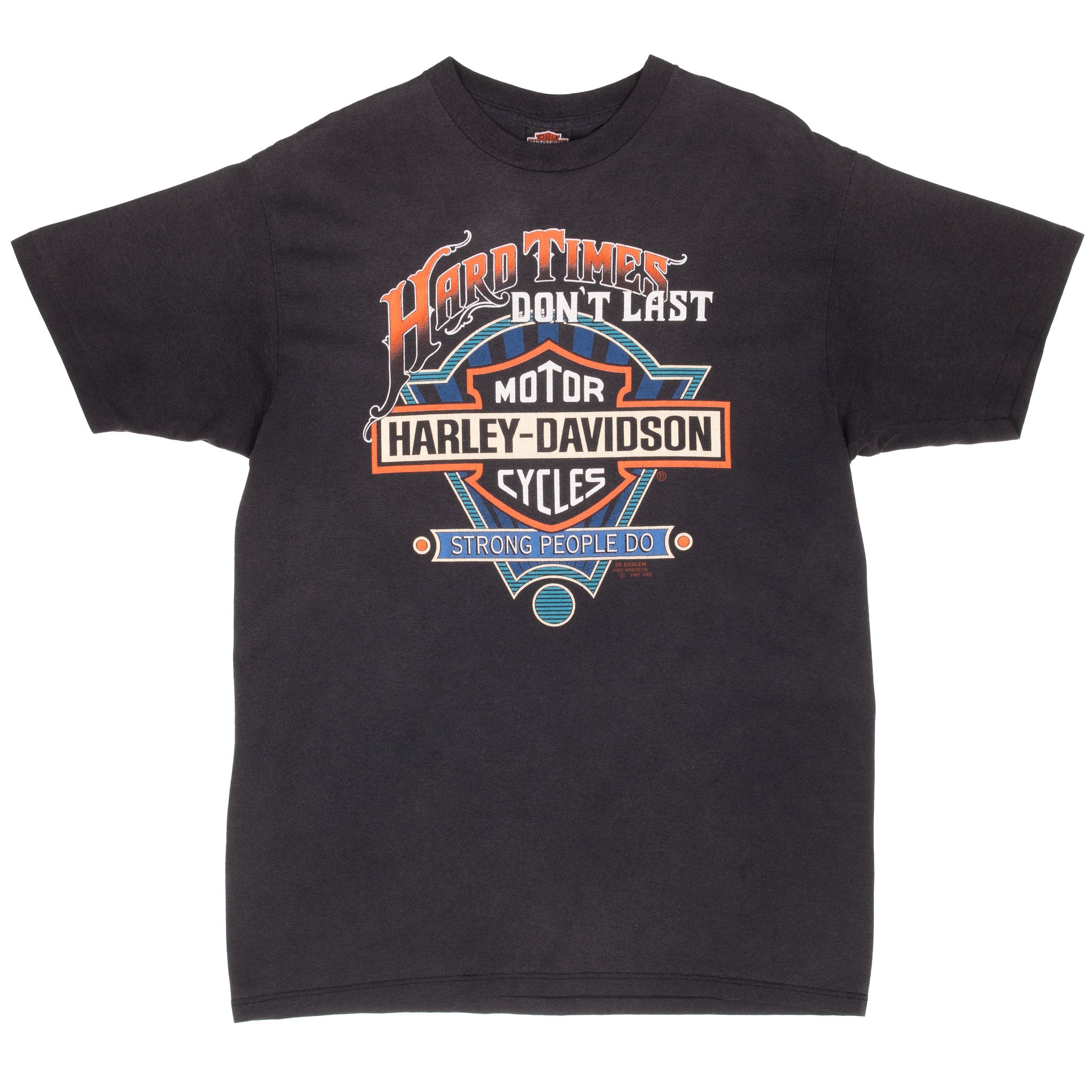 Vintage 3D Emblem Harley Davidson Tee Shirt 1991 Size Large Made In Usa With Single Stitch Sleeves