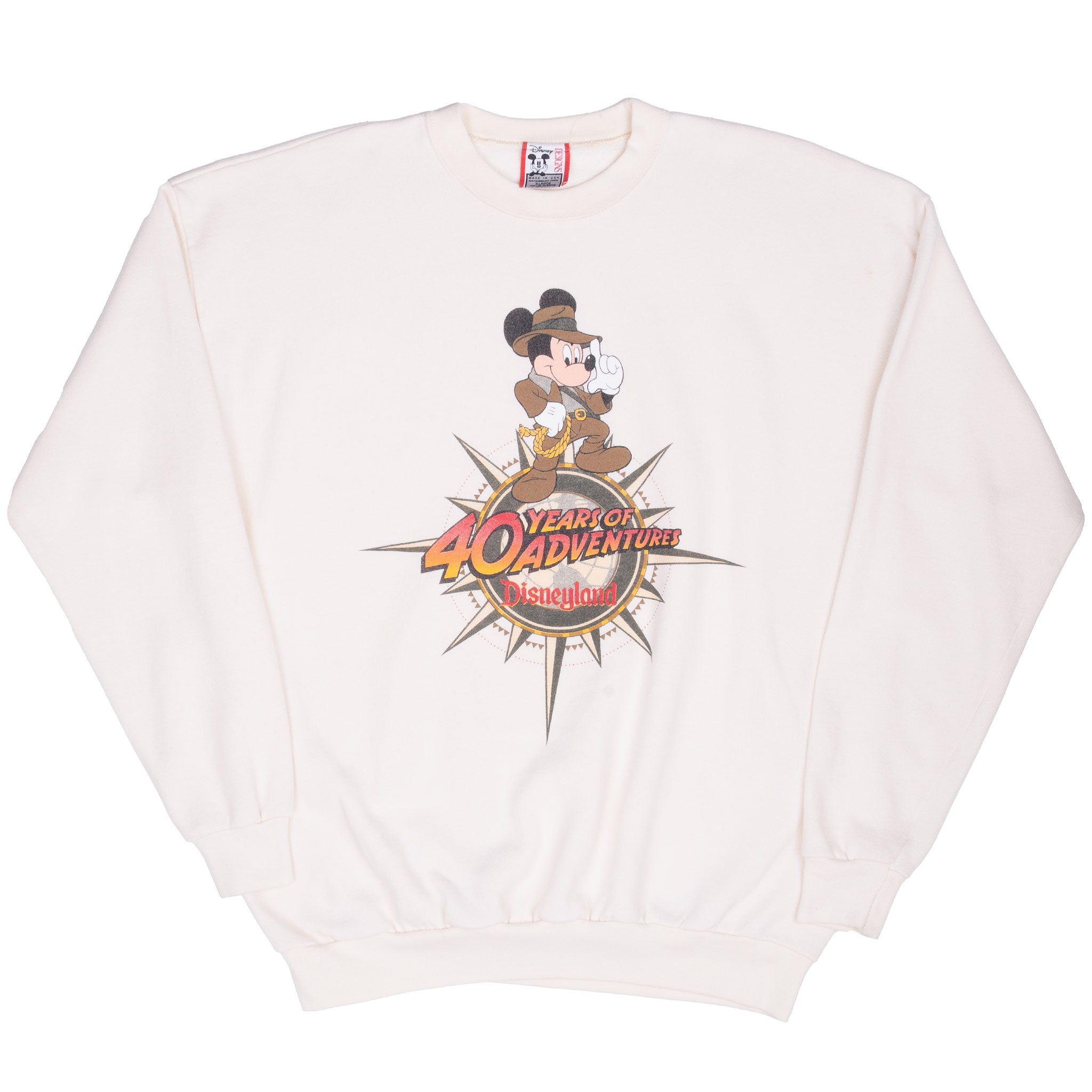 Vintage Disneyland 40 Years Of Adventures Mickey Mouse Indiana Jones Sweatshirt Size XL Made In Usa
