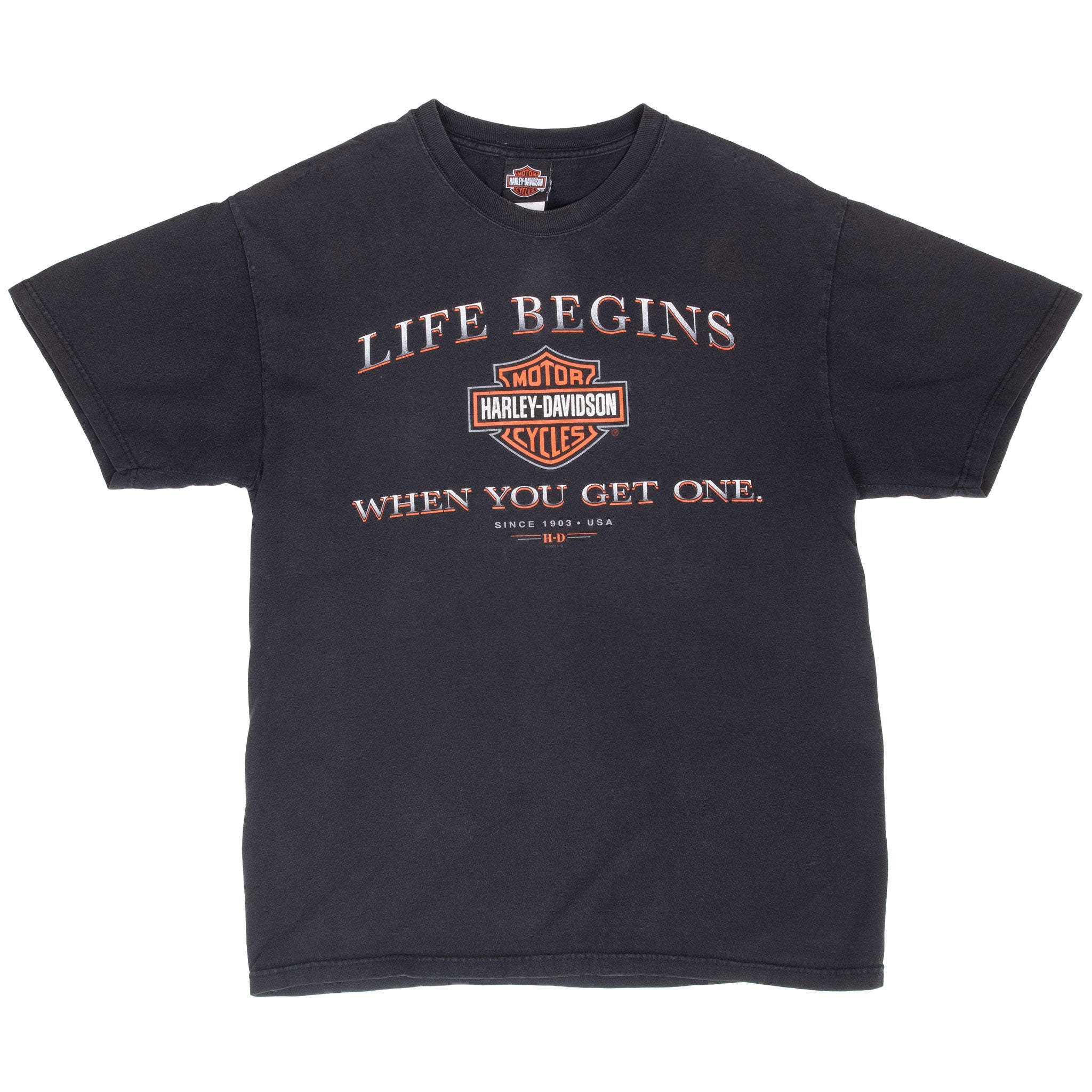 Vintage Harley Davidson Life Begins Tee Shirt 2003 Size Large Made In Usa