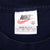 Vintage Nike Big Green Swoosh Navy Blue Tee Shirt Late 1990s Size XL Made In USA.