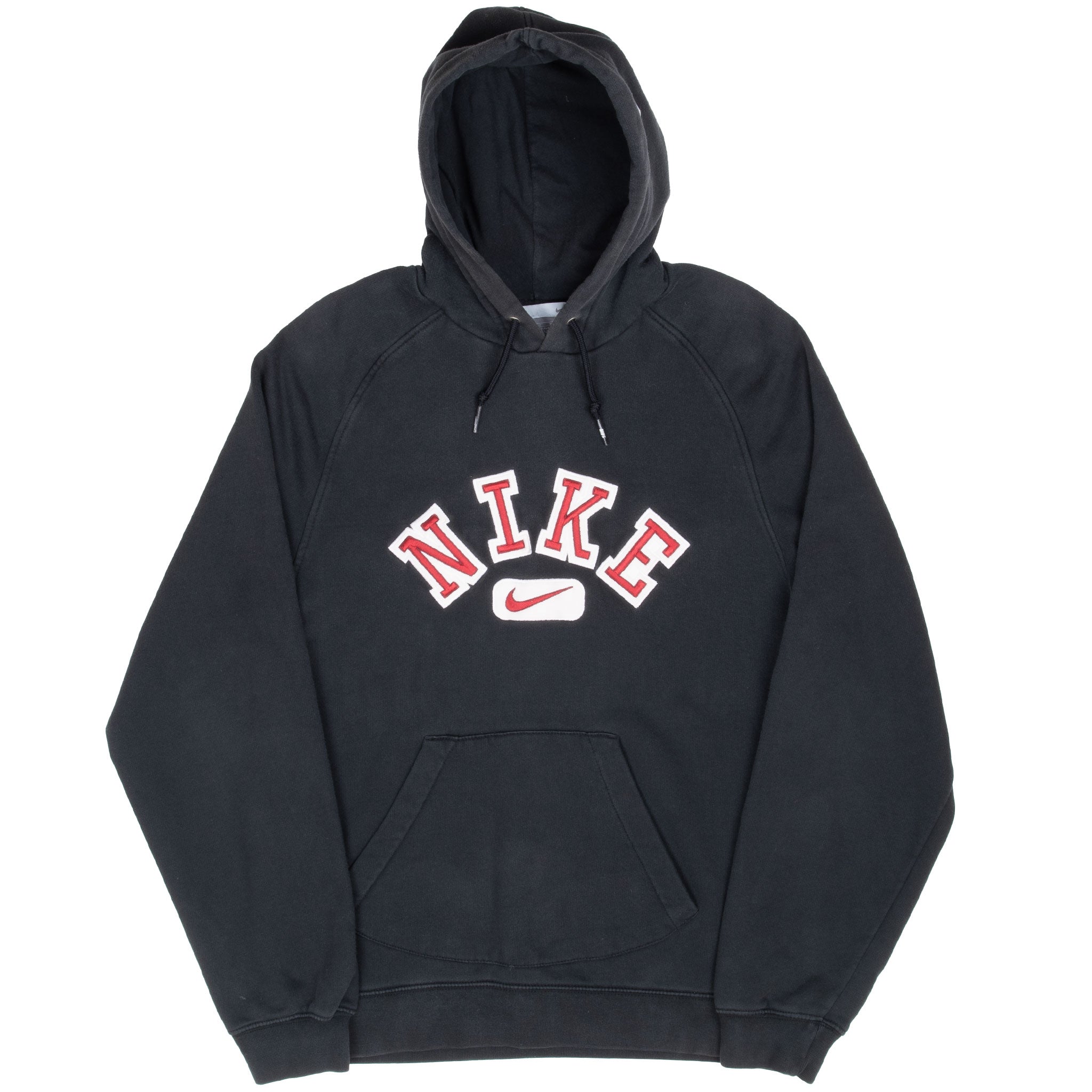 Vintage Nike Spellout Swoosh Black Hoodie Sweatshirt 2000S Size Medium