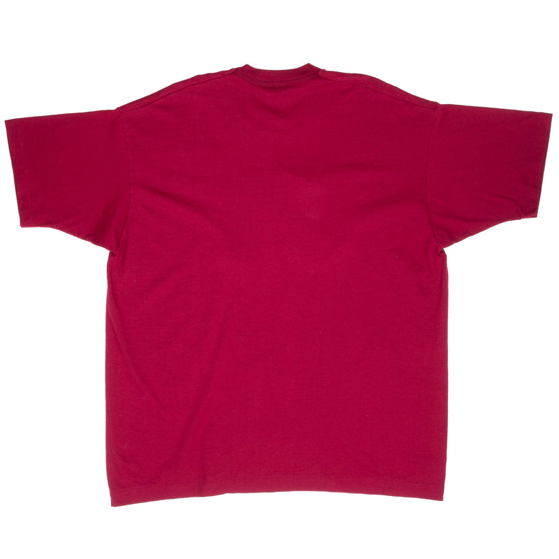 Vintage Nike Air Spellout Burgundy Tee Shirt Late 1980S Size 2XL Made In Usa With Single Stitch Sleeves