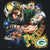Close-up of Green Bay Packers football action graphic and team logo