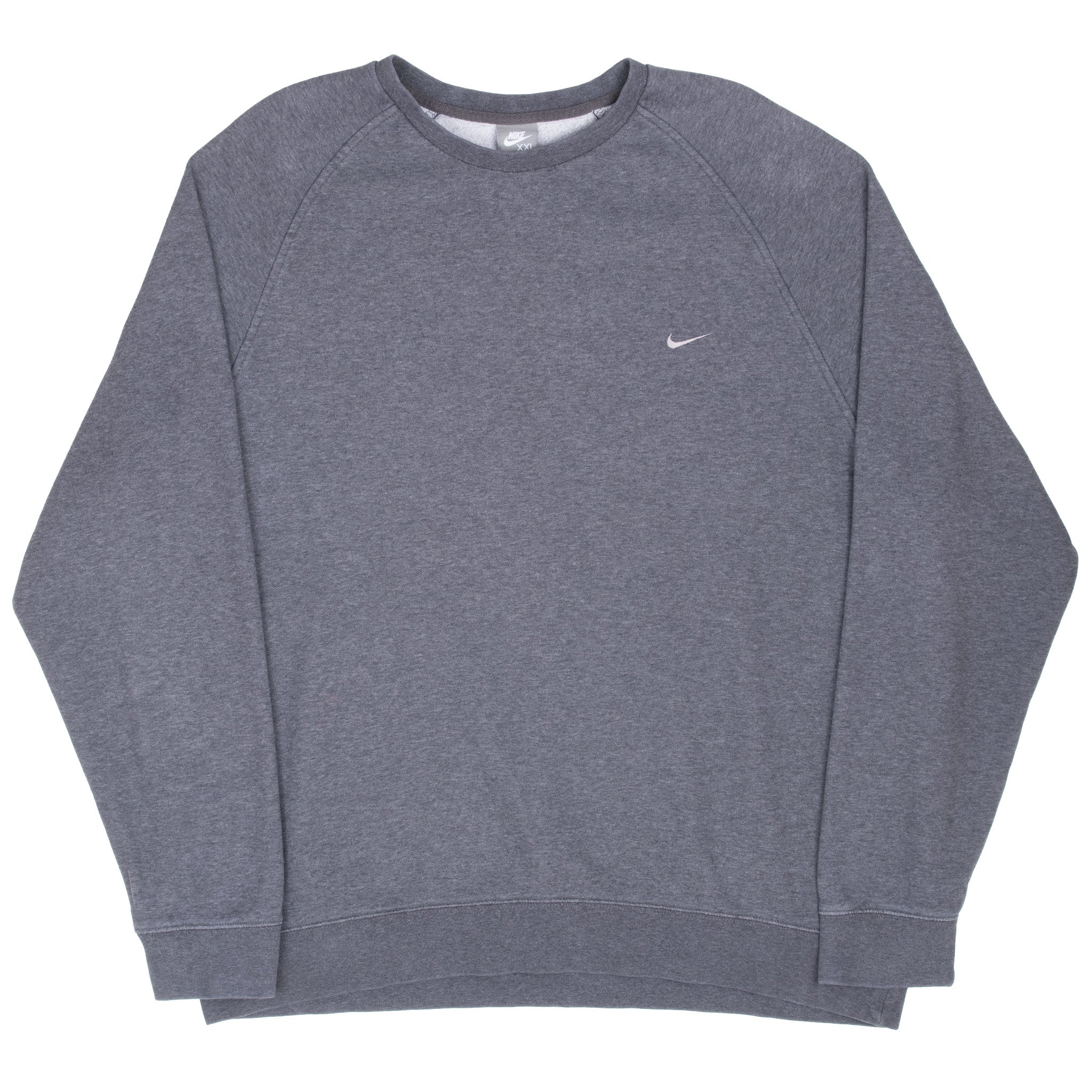 Vintage Nike Classic Swoosh Dark Grey Sweatshirt 2000S Size 2XL