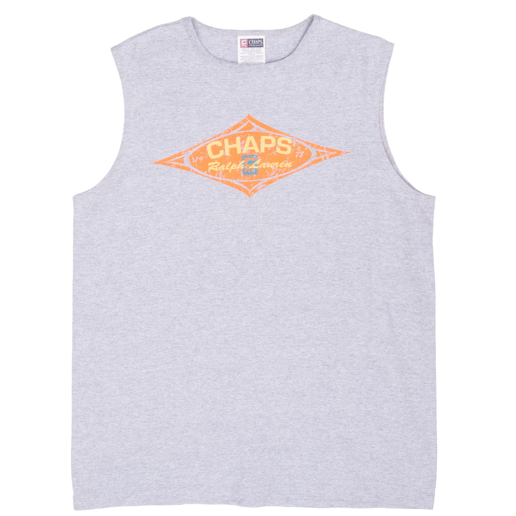 Vintage Chaps Ralph Lauren Grey Tank Top Tee Shirt Size Large