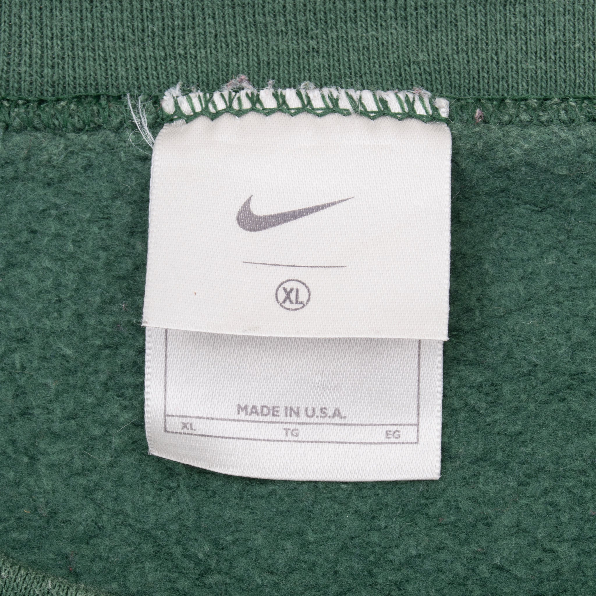 Vintage Nike Classic Swoosh Pine Green Crewneck Sweatshirt 2000S Size XL