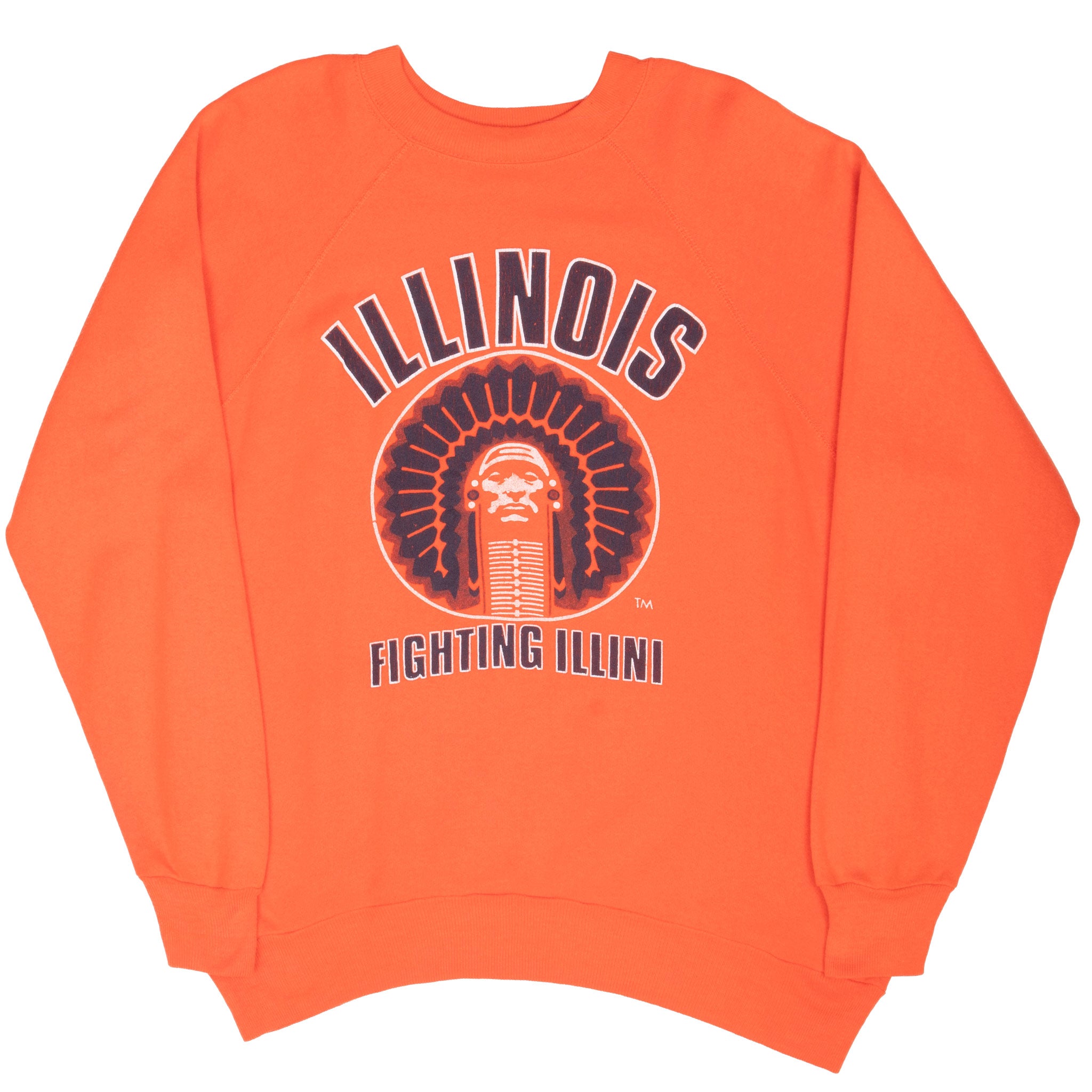 Vintage Illinois Fighting Illini Embroidered Sweatshirt 1990S Size Large Made Usa
