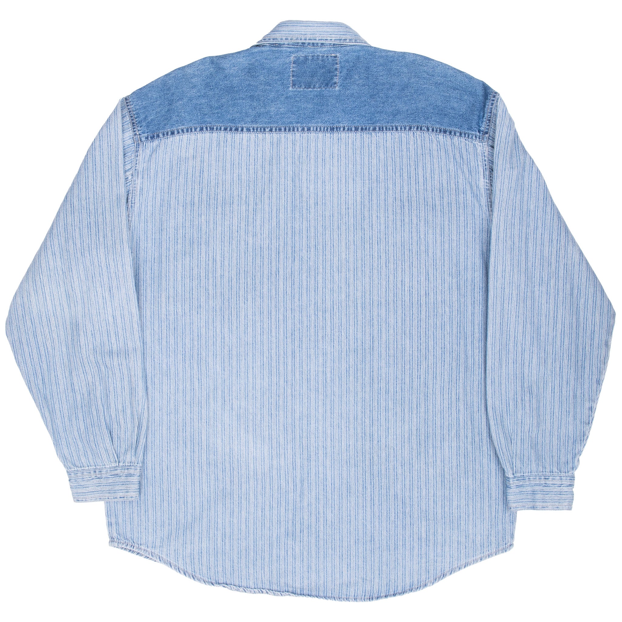 Vintage Levis Blue Stripe Grey Tab Pocket Shirt 1990S Size Large