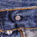 Beautiful Indigo Levis 501 Jeans 1988-1993 Made in USA with a dark blue wash and some nice whiskers.  Size on Tag 31X36  ACTUAL SIZE 30X32  Back Button #552