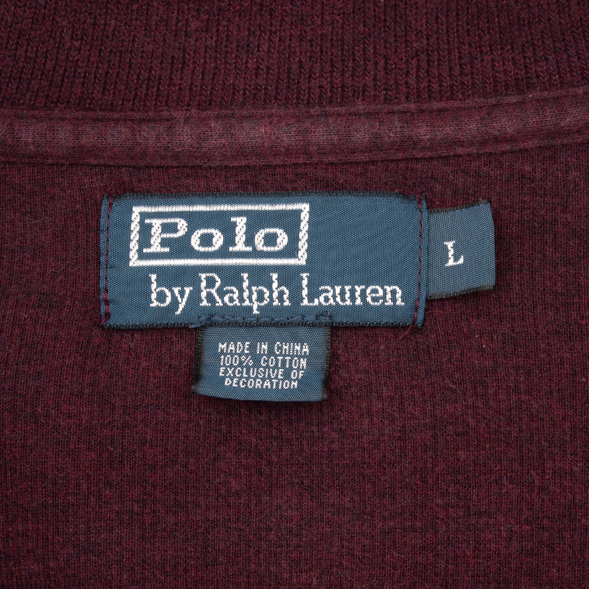 Vintage Polo Ralph Lauren Burgundy Quarter 1/4 Zip Sweater 1990S Size Large