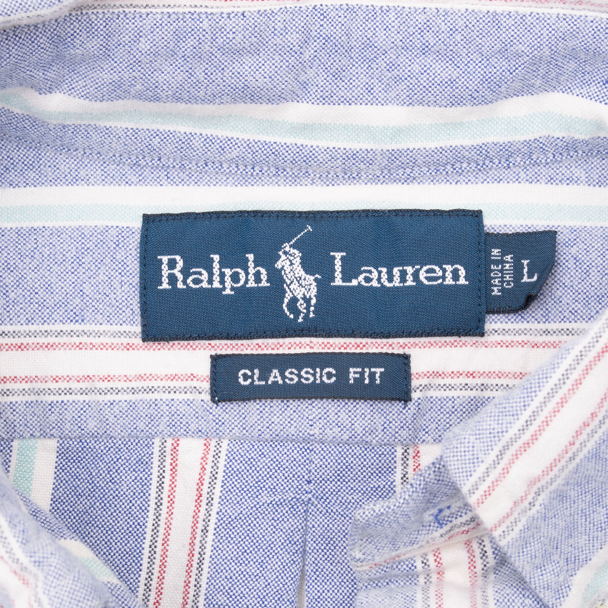 Vintage Ralph Lauren Blue White Striped Shirt 1990S Size Large