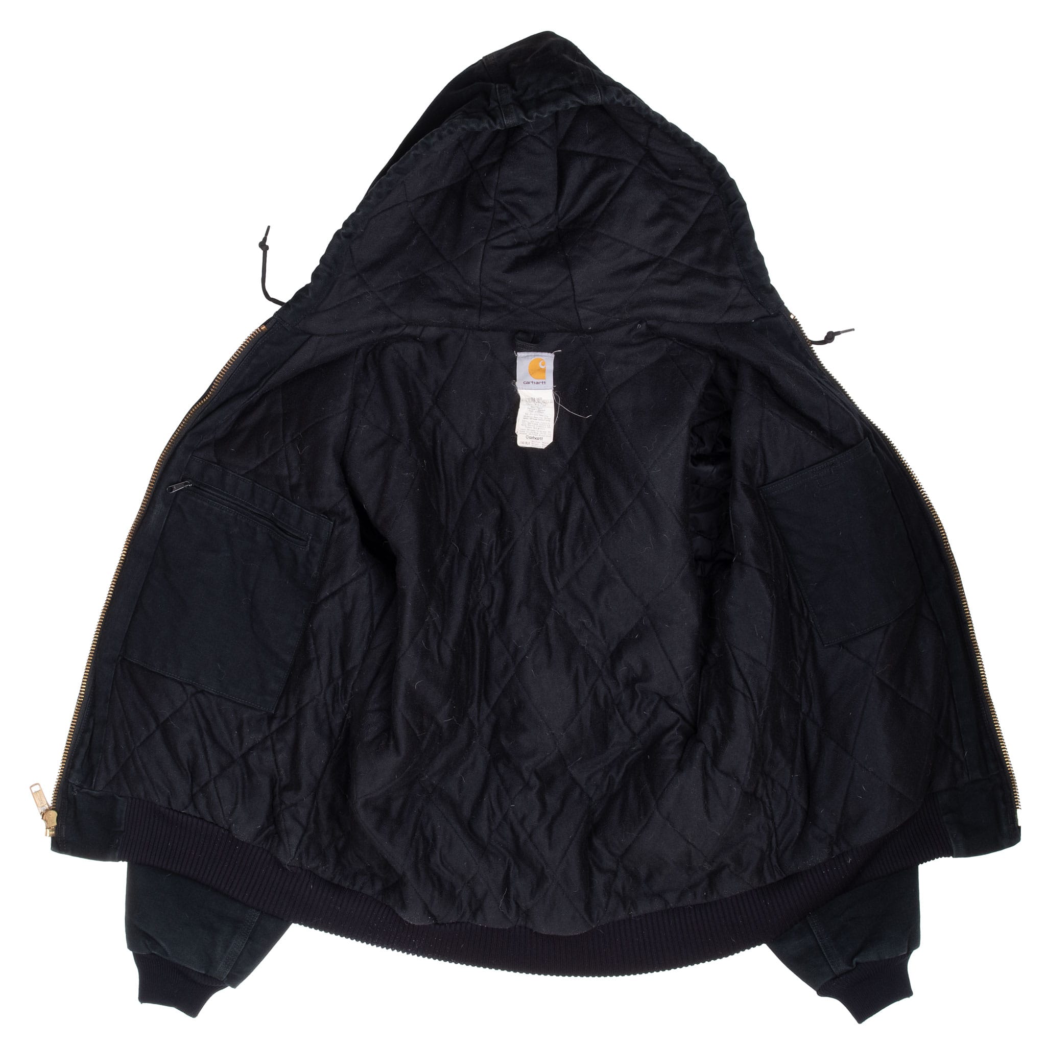 Vintage Carhartt Black Hooded Active Jacket J140Blk 2010 Size Medium Made In Usa