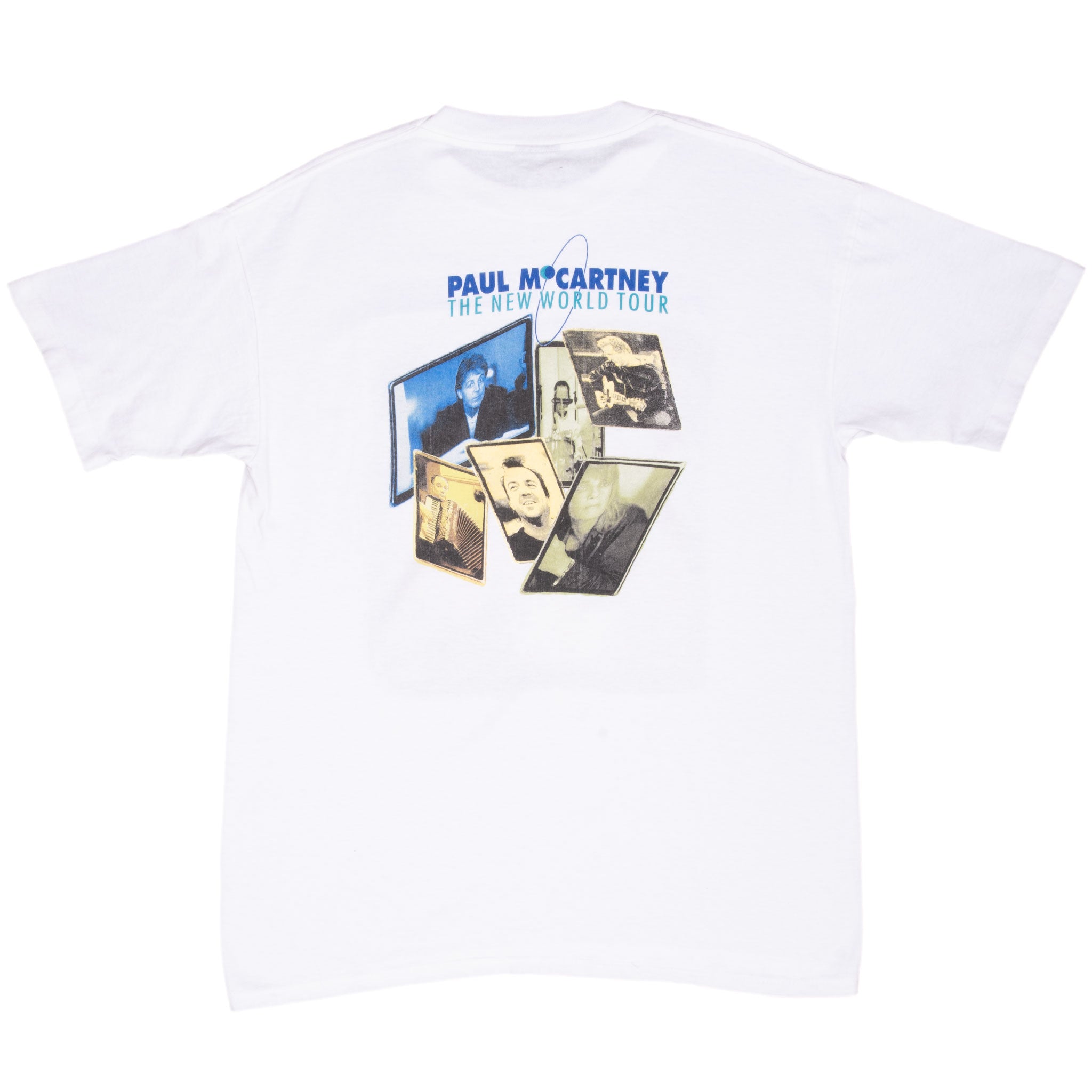 Vintage Paul Mc Cartney The New World Tour 1993 Tee Shirt Size Large Made In Usa With Single Stitch Sleeves