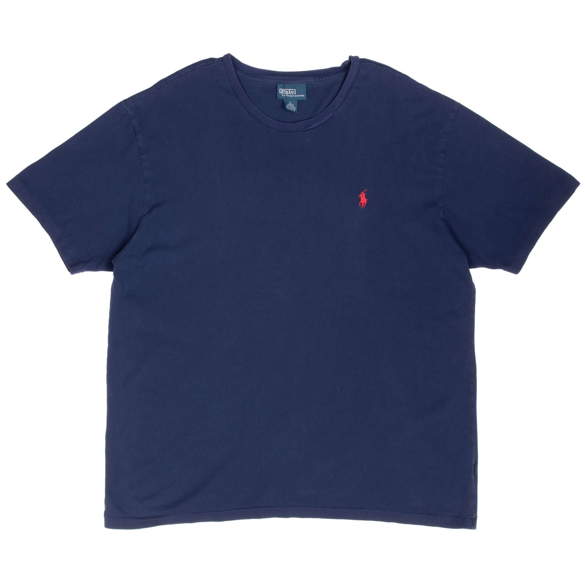 Vintage Polo Ralph Lauren Classic Navy Blue Tee Shirt 1990S Size XL With Single Stitch Sleeves