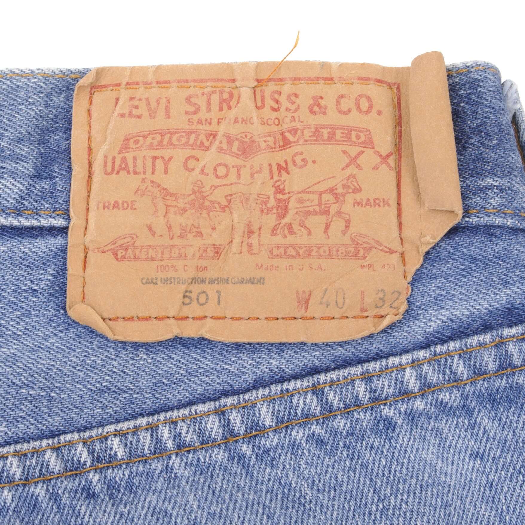 VINTAGE LEVIS 501 JEANS INDIGO 1980S SIZE W38 L29 MADE IN USA