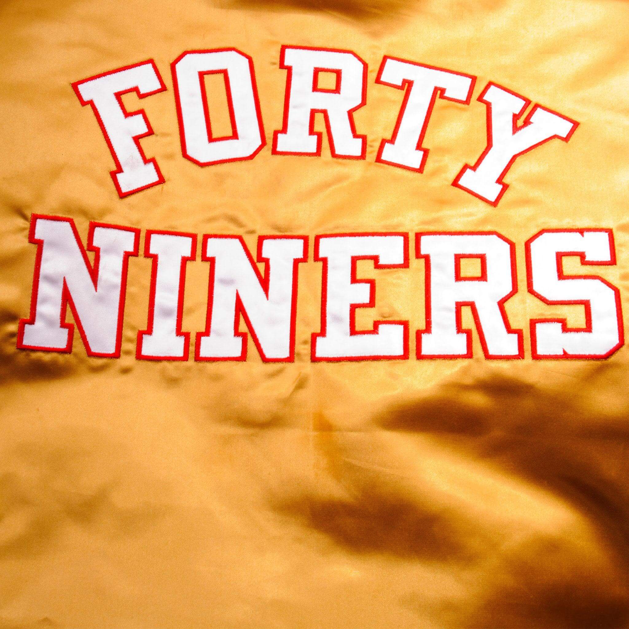 Vintage Golden National Football League San Francisco SF Forty Niners 49ers Bomber Jacket Size XLarge