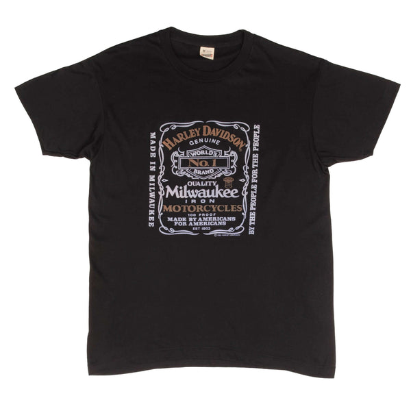 Vintage Harley Davidson Jack Daniels Tee Shirt 1982 Medium Made In Usa With Single Stitch Sleeves Deadstock