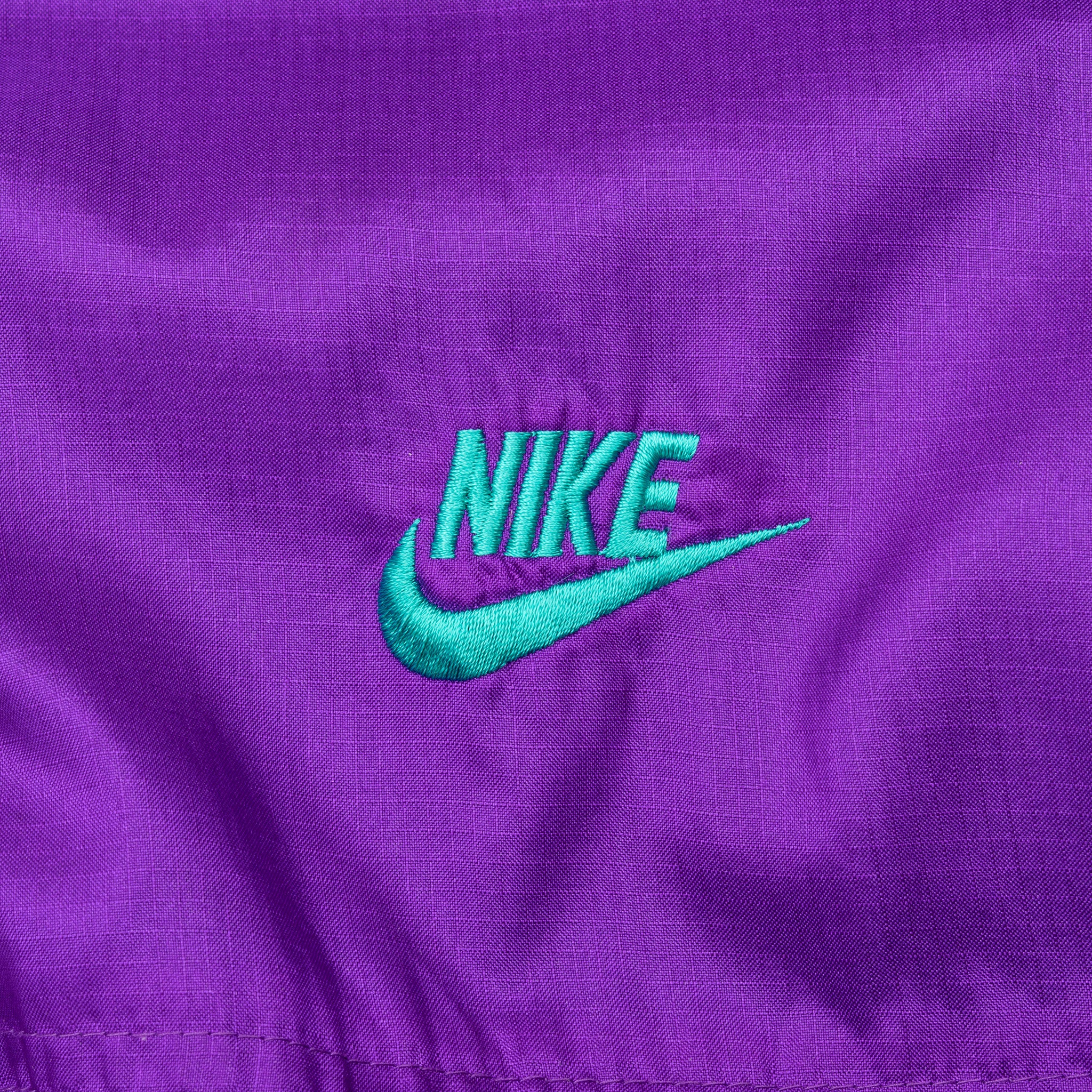Vintage Nike Swoosh Purple Neon Windbreaker Jacket Late 1980S Size Large
