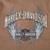 Close-up of large Harley-Davidson back embroidery with blue and gray flame details