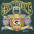 Close-up of Packers NFC Champions graphic with helmet, team logo, and Super Bowl XXXI emblems